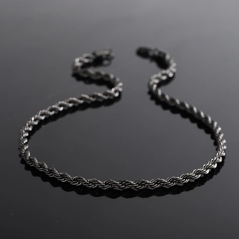 Minimalist Titanium Steel Twisted Rope Chain Necklace Black Electroplated Hip Hop Neckline Jewelry For Men Women Versatile Accessory