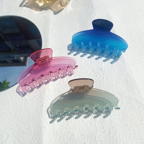 Large Gradient Acetate Hair Claw Clip Transparent Jelly Color Shark Clip For Women Girls Simple Vintage Hair Accessories