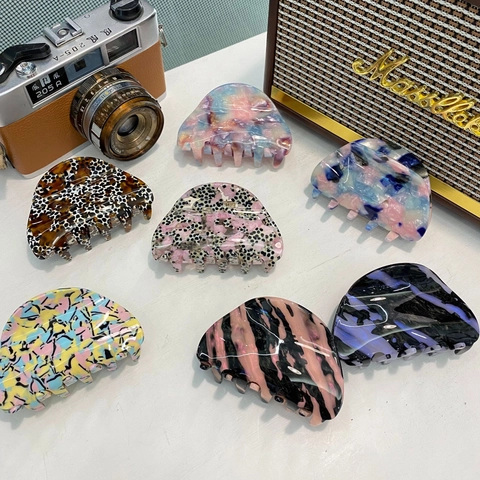 Pinzas para el Cabello de Acetato Elegantes Retro Marmoleado Estrellado Patrón de Concha Antideslizante Sujeción Fuerte Accesorios para el Cabello para Mujer Diario Fiesta Citas