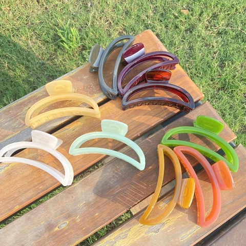 Grande Molla per Capelli a Mezzaluna in Plastica per Donna Minimalista Geometrico Shark Clip Colore Gelatina Accessorio Capelli