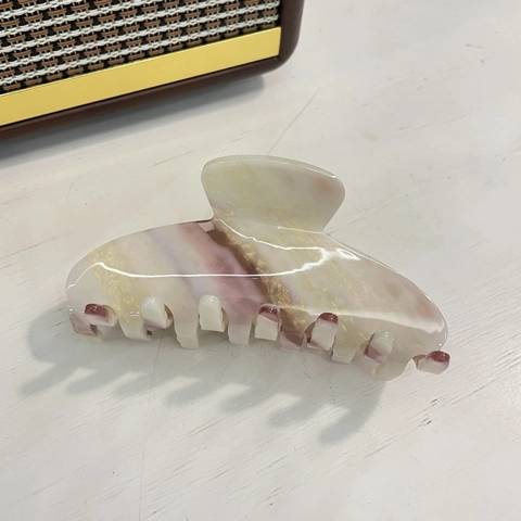 Korean Style Cellulose Acetate Large Hair Claw Clip Elegant Marble Floral Pattern Shark Clip For Women Thick Hair Styling