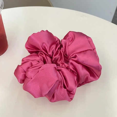 Chouchou Satin Oversize Plissé Attache Cheveux Puffy Pillow Élégant Style Français Élastique Femme Accessoires Cheveux