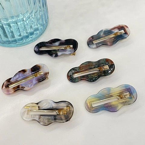 Japanische Süße Acetat Haarklammer Für Damen Unregelmäßige Aushöhlung Marmortextur Entenschnabelclip Elegante Seitenklammer Haarschmuck