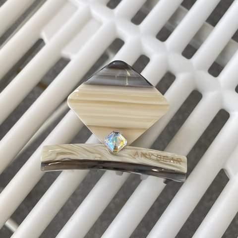 Elegant Cellulose Acetate Square Hair Claw Clip With Rhinestone Marble Pattern Shark Clip For Women Hair Styling Accessories