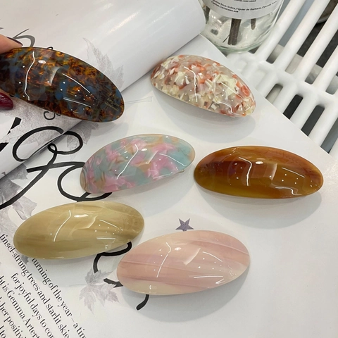 Elegant Oval Acetate Hair Clip Korean Minimalist Marble Tortoise Shell Spring Clip Handmade Hair Accessories For Women Daily Party