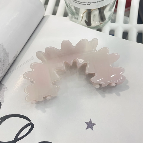 Elegante Pinza per Capelli in Acetato a Forma di Fiore Grande Bordo Ondulato Perlato Molletta per Capelli Donna Stile Coreano
