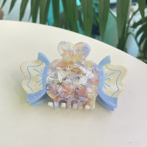 Molla per Capelli in Acetato con Strass a Forma di Caramella Iridescente Marmo per Donna Accessori Capelli Quotidiani