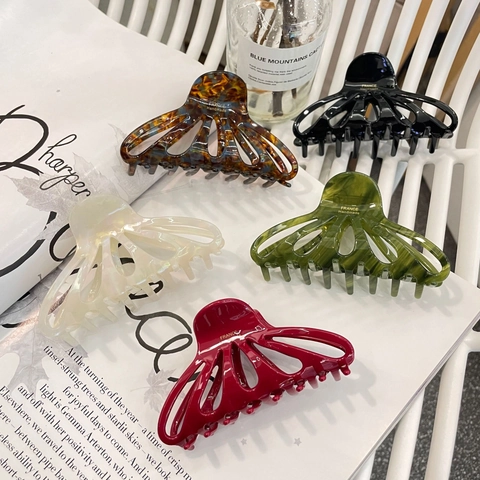 Elegante Pinza Per Capelli In Acetato Grande Fermaglio A Squalo Con Petalo Vuoto Per Capelli Folti Accessori Per Lo Styling Vintage Francese Per Donna