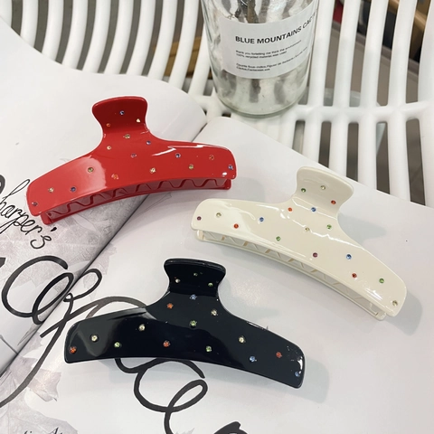 Pinza per Capelli Vintage in Acetato di Cellulosa con Strass Colorati Molletta Grande Elegante Copricapo Geometrico per Donna Styling Quotidiano