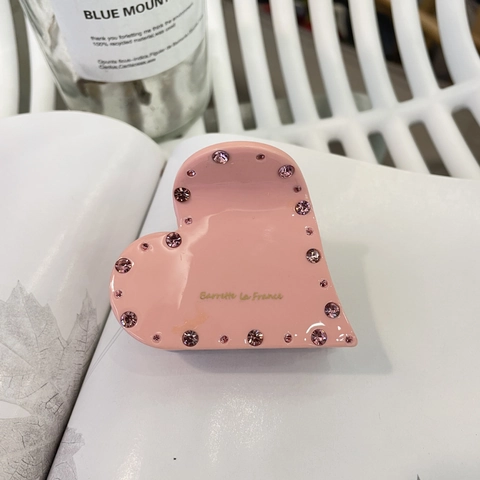 Pince a Capelli a Forma di Cuore in Acetato Stile Francese Con Strass Elegante Fermaglio a Cuore per Donna Accessori Capelli