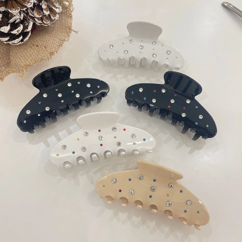 Pinza per Capelli Grande in Acetato Elegante con Strass Fermaglio per Capelli Colorato Shark Clip per Donna Ragazza Accessori per lo Styling dei Capelli