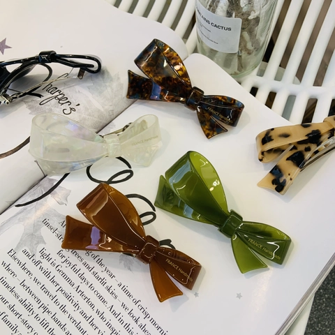 Pinza de Pelo de Lazo de Acetato Hecha a Mano Pasador de Resorte 3D Francés para Mujer Accesorios de Pelo de Lazo Elegantes