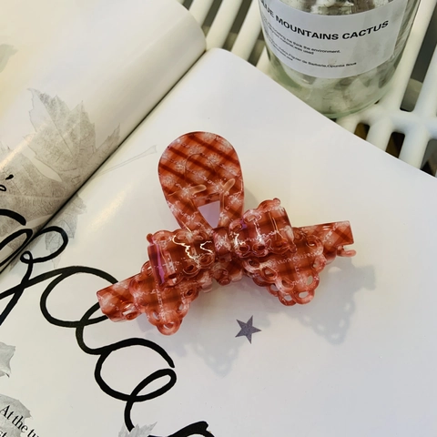 Pinza de Pelo de Lazo de Acetato Hecha a Mano Dulce para Mujer Grande Encaje Calado Patrón de Mármol Accesorios de Cabello
