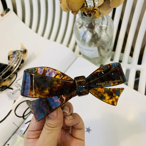 Pinza de Pelo de Lazo de Acetato Hecha a Mano Pasador de Resorte 3D Francés para Mujer Accesorios de Pelo de Lazo Elegantes