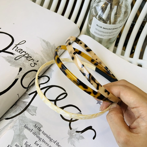 Diadema Vintage de Acetato Leopardo Carey para Mujer Diadema Estrecha Minimalista de Alta Gama Accesorio para el Cabello para Niñas