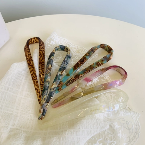 Französische Vintage-Haarnadel Aus Acetat U-Form Einfaches Elegantes Marmor Leopardenmuster Haargabel Styling-Tool Für Damen