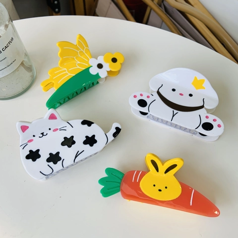 Lindas Pinzas para el Cabello de Acetato con Formas de Animales Gato Perro Conejo Mariposa Diseños Florales para Mujer Niña