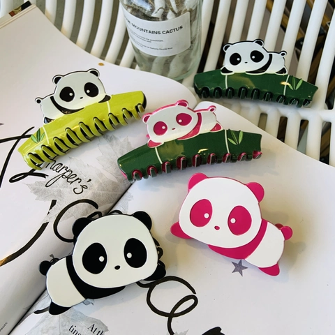 Carine Mollette per Capelli in Acetato a Forma di Panda Fatte a Mano Clip per Capelli a Tema Bambù e Animali per Donna Ragazza Accessori Moda Capelli