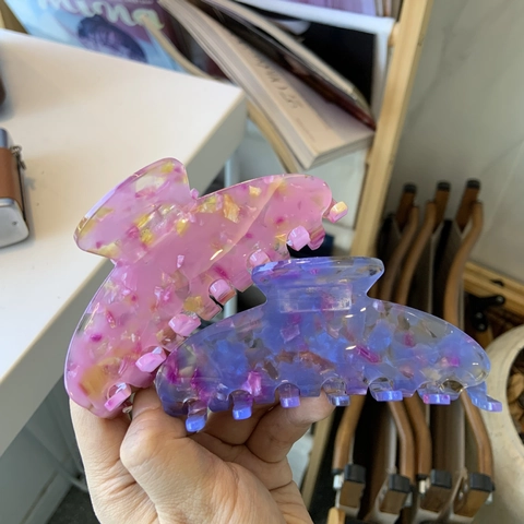 Molla per Capelli Grande in Acetato di Cellulosa da Donna Elegante Stampa Floreale Motivo Marmo Fermaglio per Capelli