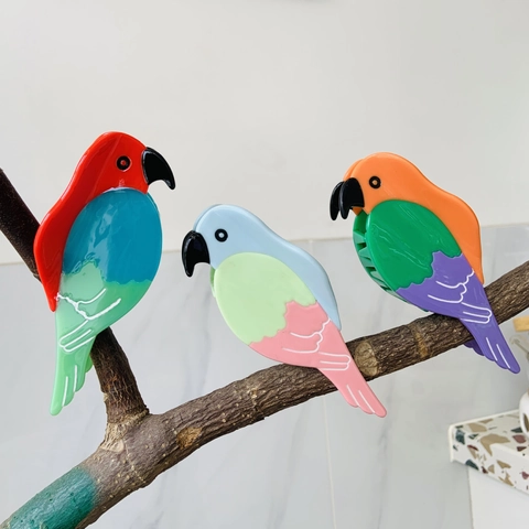 Pinza para el Cabello de Acetato de Celulosa de Loro Colorido Lindo Pájaro Soporte para Coleta de Caballo Pinza de Tiburón Accesorio para Mujer