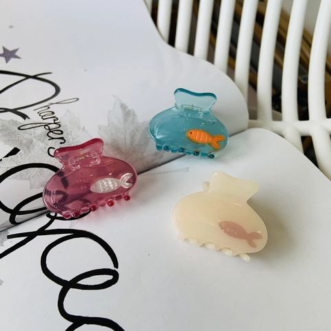 Süße Acetat Kleine Aquarium Haarklammer Transparent Goldfisch Muster Haarstyling Tool Premium Sommer Haarschmuck Für Damen