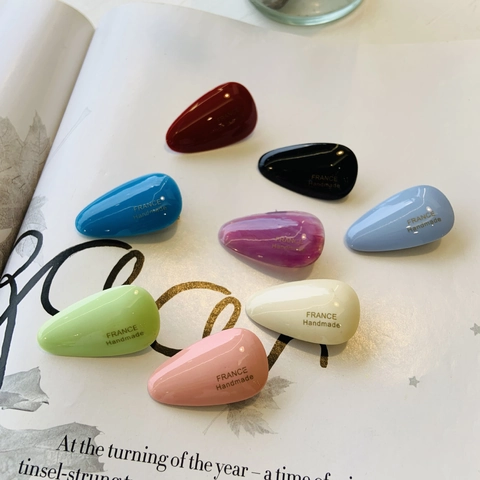 Barrettes à Cheveux Goutte d'Eau en Acétate Style Coréen Couleurs Morandi Macaron Pinces Croco Faites à la Main pour Femme Accessoires de Mode Minimaliste