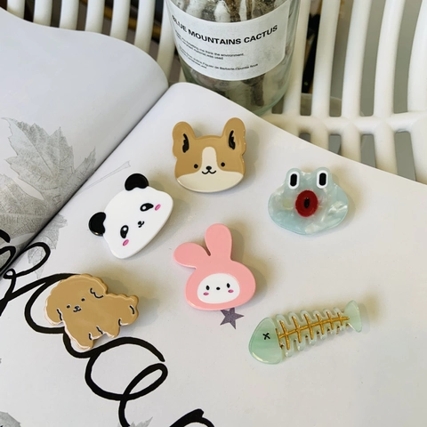 Cute Cartoon Animal Acetate Hair Clips For Women Girls Panda Corgi Rabbit Handmade Duckbill Clip Bangs Hair Accessories