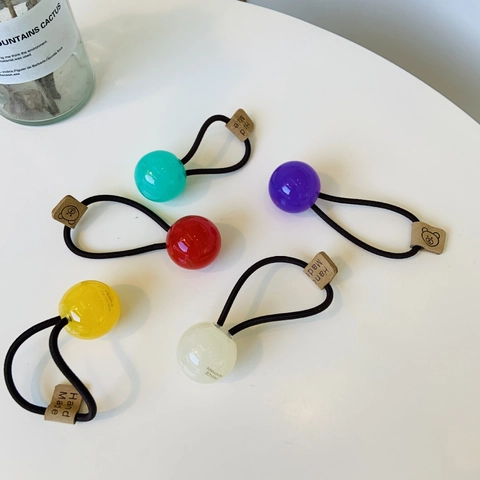Coleteros Elásticos con Bola de Color de Caramelo Estilo Coreano Hechos a Mano Soportes para Coleta Accesorios para el Cabello