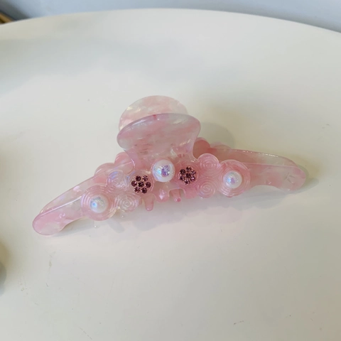 Pinza per Capelli a Fiore in Acetato Elegante Dolce Strass Perla Artificiale Fermaglio per Capelli Stile Coreano Accessori Donna