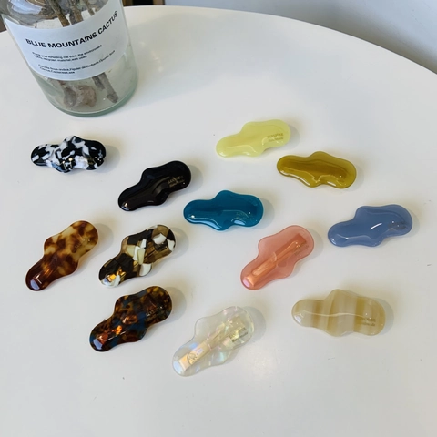 Irregular Wave Acetate Hair Clip Elegant Amber Tortoiseshell Alligator Clip Sweet Bangs Side Clip For Women Daily Styling