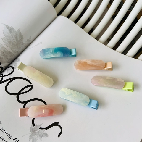 Elegant Marble Texture Acetate Hair Clips For Women Girls Sweet Gold Glitter Jelly Color Duckbill Hairpins Korean Style Spring Summer Headwear