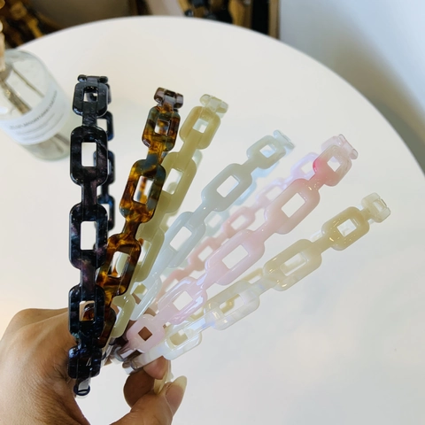 Acetate Chunky Chain Headband Retro Geometric Hair Band Women High End Hair Accessories Elegant Simple Style Head Hoop