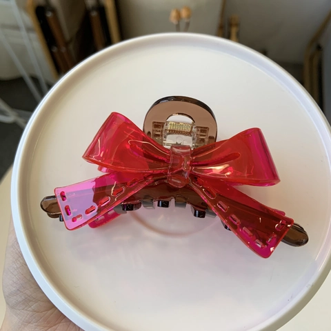 Korean Style Bow Acetate Hair Claw Clip Contrast Color Handmade Shark Clip Elegant Hair Accessories For Women Daily Jewelry