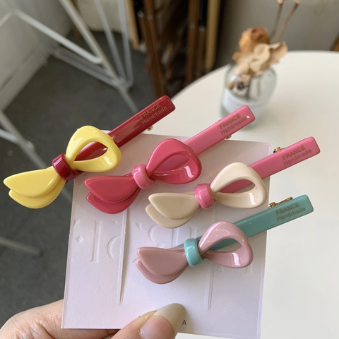 Französische Acetat Schleife Haarklammer Handgemacht Süße Bonbonfarbe Entenschnabel-Clip Für Damen Täglich Koreanischer Haarschmuck