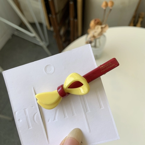 Französische Acetat Schleife Haarklammer Handgemacht Süße Bonbonfarbe Entenschnabel-Clip Für Damen Täglich Koreanischer Haarschmuck
