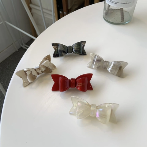 Koreanischer Acetat Schleife Haarclip Elegant Goldetikett Handgefertigt Marmormuster Entenschnabel Seitenclip Für Damen Süß Haarschmuck