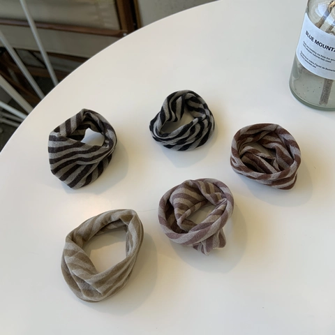 Korean Style Maillard Striped Hair Ties Handcrafted Fabric Elastic Scrunchies For Women Sweet Pleated Hair Accessories