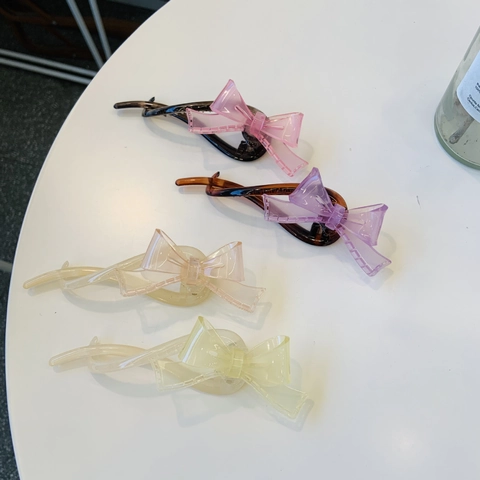 Elegant Candy Color Butterfly Knot Hair Clip Jelly Resin Banana Clip Retro Fashion Hair Accessories For Women Daily Styling