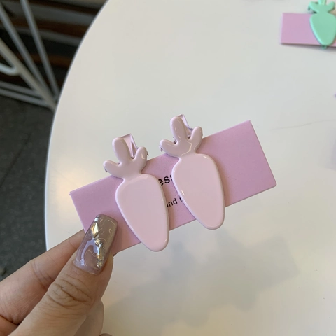 Carini Fermagli per Capelli a Becco d'Anatra a Forma di Carota per Donna Ragazze Lega Laccata Opaca Lucida Fermagli Laterali Dolce Copricapo Coreano