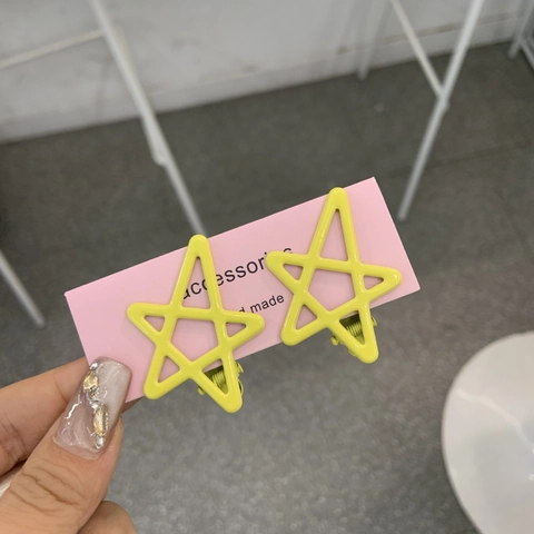 Pinzas para el Pelo de Estrella Hueca de Color Caramelo de Aleación Hechas a Mano Estilo Coreano para Mujeres Niñas