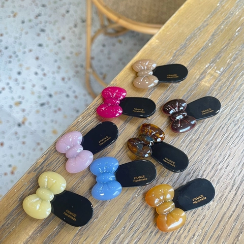 Dolce Fermaglio per Capelli con Fiocco in Resina Francese Vintage Fatto a Mano Becco d'Anatra Elegante Gelatina Colore Solido Accessorio