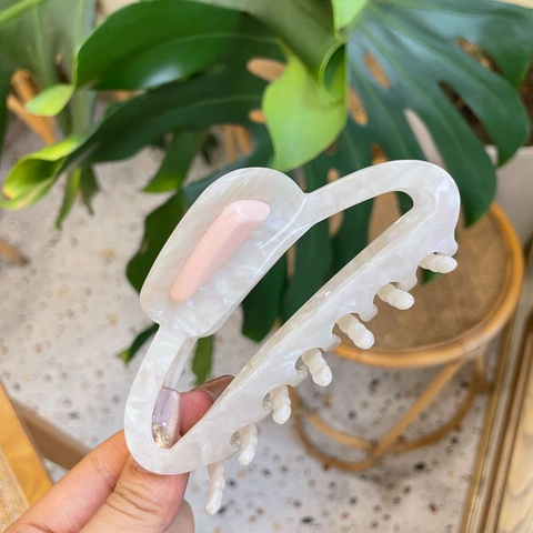 Pinza de Pelo de Acetato Vintage Francés para Mujer Elegante Textura de Mármol Antideslizante Pinza de Tiburón Grande Accesorios