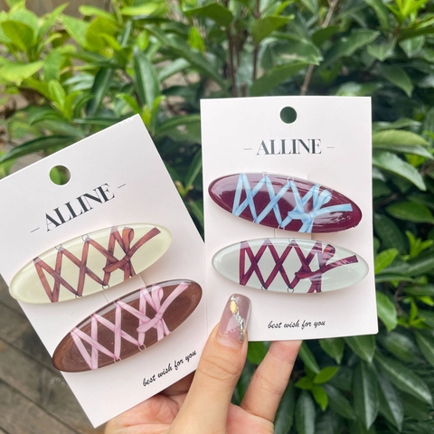 Douces Pinces à Cheveux Ovales en Acrylique pour Femmes Filles Nœud Papillon Fait à la Main Lacet Barrettes Latérales Style Coréen Accessoires Cheveux Mode