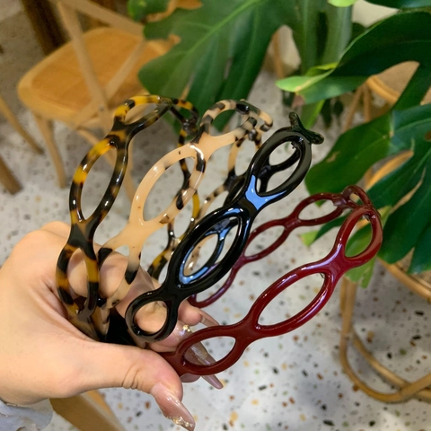 Vintage Acetat Kette Haarreif Retro Schildpatt Hohl Geometrischer Haarschmuck Eleganter Täglicher Kopfschmuck Für Damen