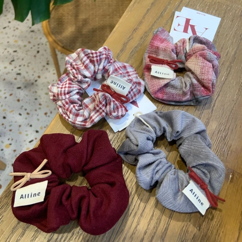 Chouchous Style Coréen À Carreaux Avec Nœud Tissu Haute Élasticité Vintage Élégant Anneaux De Cheveux Pour Femmes Quotidien