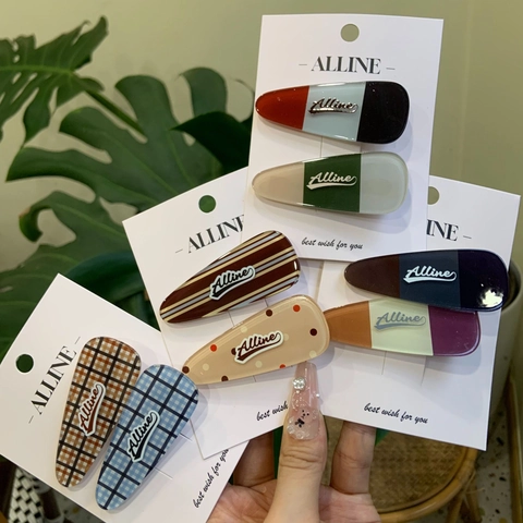 Süßes Acryl Haarklammern Set Karomuster Punkte Gestreift Seitenclips Handgefertigt Mode Haarschmuck Für Damen Mädchen Alltag