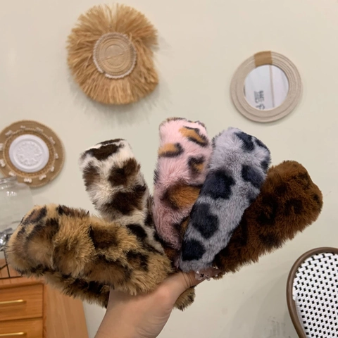 Damen Vintage Leopardenmuster Plüsch Haarband Mode Breit Verdickt Winter Weiches Kopfband Für Tägliches Haarstyling Zubehör