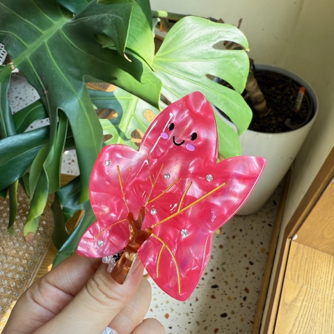 Pinza para el Cabello de Acetato para Mujer Árbol de Navidad Hoja de Membrillo Cactus Pinza de Tiburón Strass Tocado Personalizado