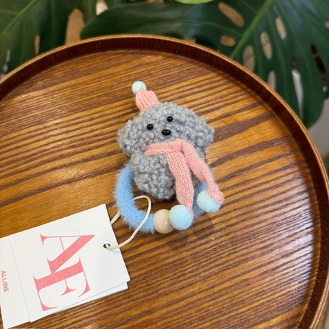 Pinza para el Pelo de Peluche de Cachorro Lindo Perro de Punto Hecho a Mano Con Bufanda Gorro Accesorios para el Cabello