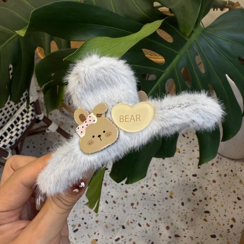Pinces à Cheveux Mignonnes en Peluche Animal de Dessin Animé Lapin Chien Barrettes Douces en Fausse Fourrure Accessoires Cheveux pour Femmes Filles